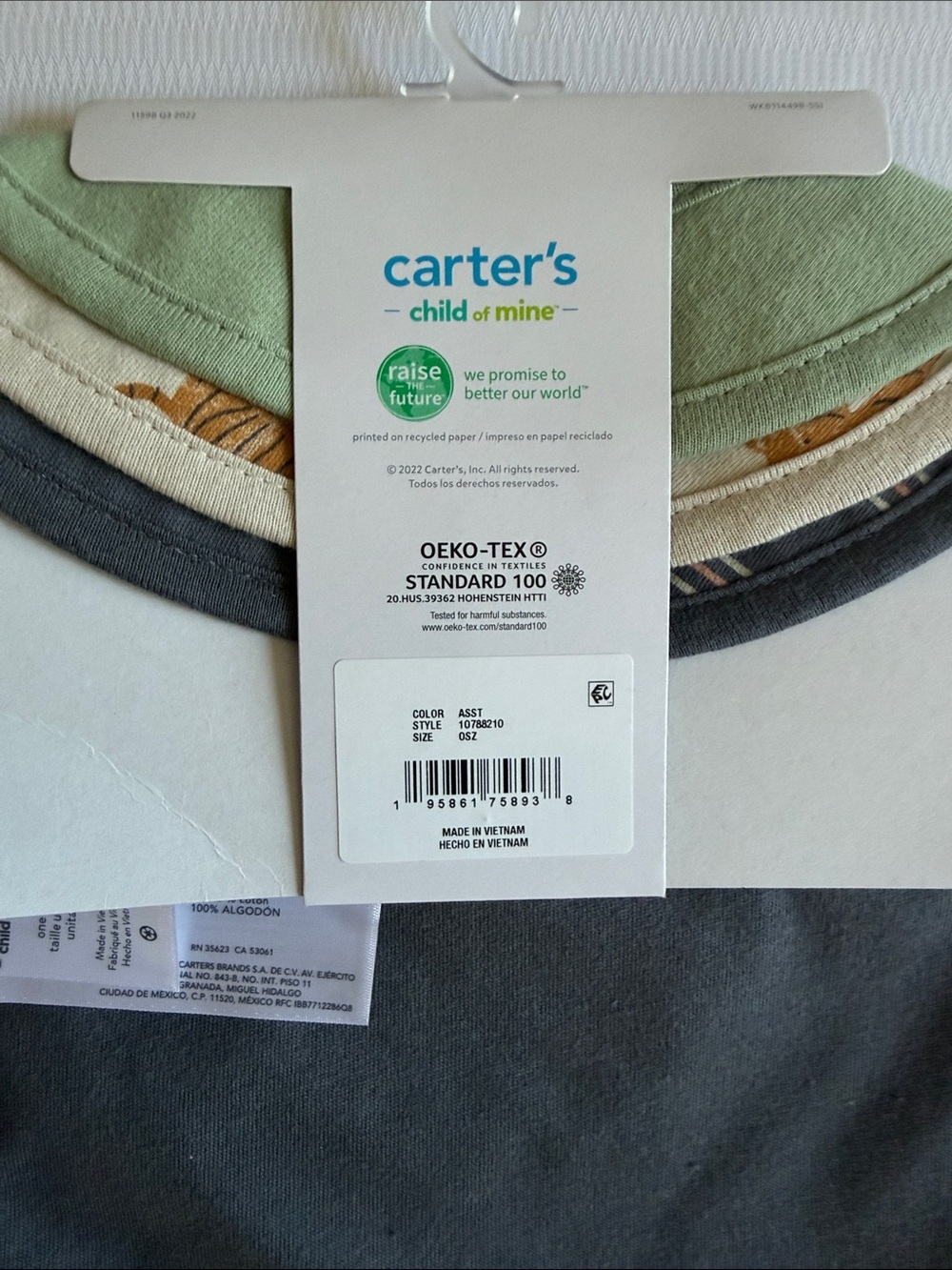 carter's Olive Green 'Wild Snacker' Tiger Bib Set (3) NIP - Picture 5 of 5